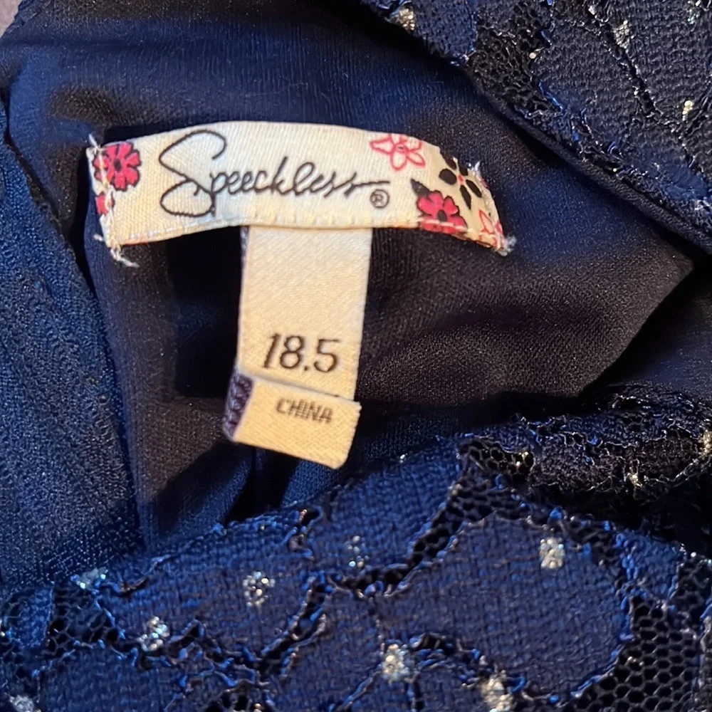 Girls Speechless Navy Tuel Dress